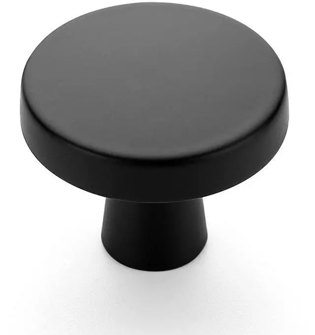 Main image of Matte Black Drawer Pulls, 1-1/4 Inch Cabinet Knobs,25 Pack | Solid Zinc Alloy, Single Hole, Round Smooth Shape, Dresser Knobs,Simple Cabinet Hardware for Cupboard Drawer Pulls