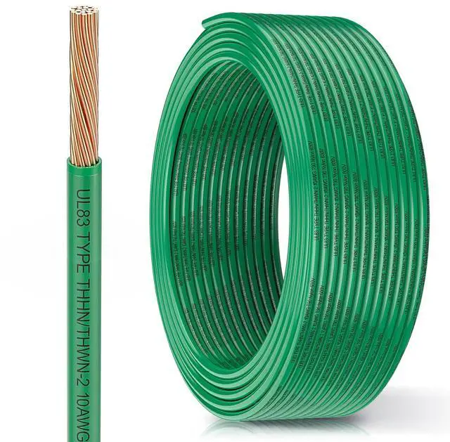 Main image of THHN Wire 10 Gauge 50FT, UL83 THWN-2 10 AWG Copper Ground Wire(Green) | UL83 THHN/THWN-2 10 AWG Stranded OFC Ground Wire, Nylon/PVC Insulated, 600V for Residential, Conduit, Industrial, CNC