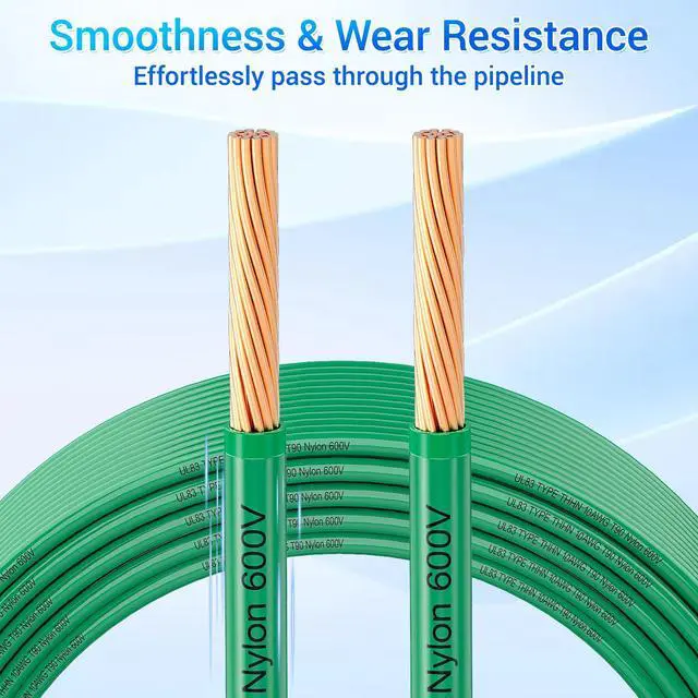 Alt view image 5 of 7 - THHN Wire 10 Gauge 50FT, UL83 THWN-2 10 AWG Copper Ground Wire(Green) | UL83 THHN/THWN-2 10 AWG Stranded OFC Ground Wire, Nylon/PVC Insulated, 600V for Residential, Conduit, Industrial, CNC