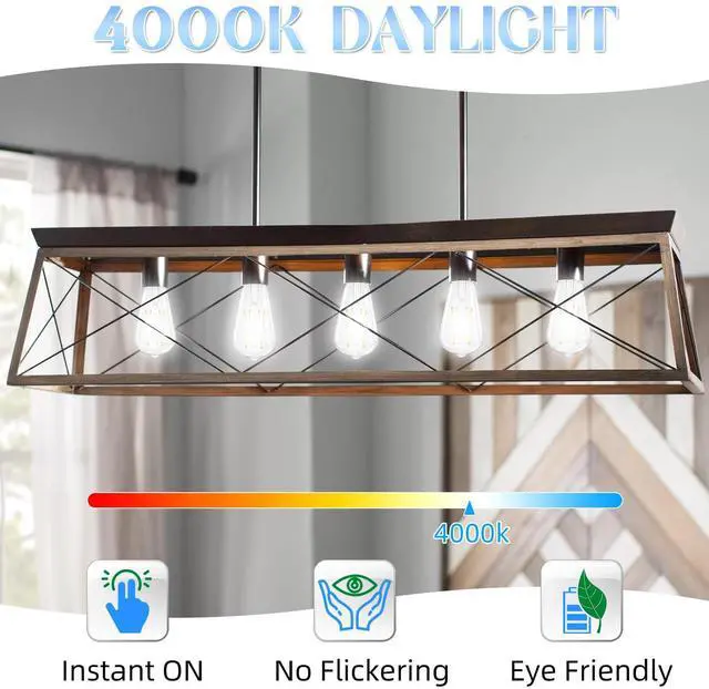 Alt view image 3 of 7 - Edison Bulbs E26 LED Bulb 60 watt Equivalent 4000K Daylight White | ST58 Vintage Light Bulbs Non-Dimmable, Clear Glass, 90+ CRI, 6W 600LM, E26 Medium Base, 12 Pack