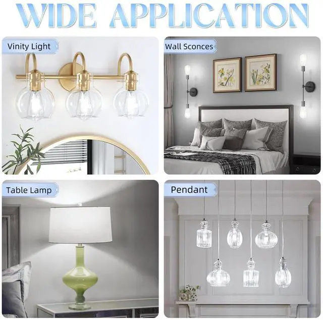 Alt view image 7 of 7 - Edison Bulbs E26 LED Bulb 60 watt Equivalent 4000K Daylight White | ST58 Vintage Light Bulbs Non-Dimmable, Clear Glass, 90+ CRI, 6W 600LM, E26 Medium Base, 12 Pack