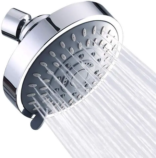Main image of High Pressure Rain Shower Head 5 Modes Showerhead 4.1 Inch Chrome | Low Water Pressure Compatible, Powerful Spray Fixed Showerhead for a Relaxing Indoor & Outdoor Shower