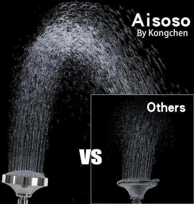 Alt view image 2 of 7 - High Pressure Rain Shower Head 5 Modes Showerhead 4.1 Inch Chrome | Low Water Pressure Compatible, Powerful Spray Fixed Showerhead for a Relaxing Indoor & Outdoor Shower