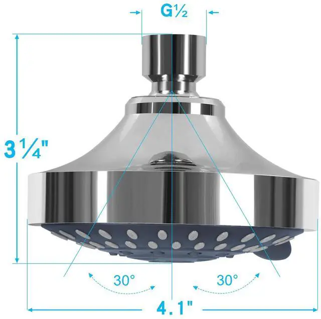 Alt view image 5 of 7 - High Pressure Rain Shower Head 5 Modes Showerhead 4.1 Inch Chrome | Low Water Pressure Compatible, Powerful Spray Fixed Showerhead for a Relaxing Indoor & Outdoor Shower