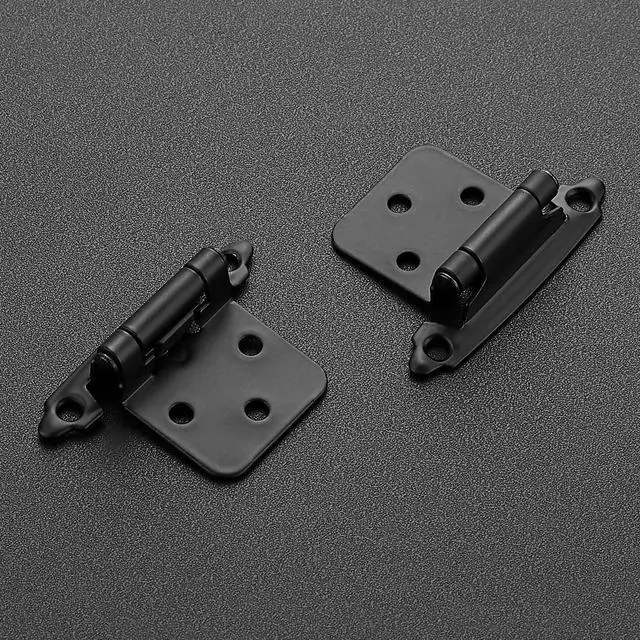 Alt view image 2 of 7 - Matte Black Cabinet Hinges, 1/2 Inch Overlay, 60 Pack (30 Pairs) | Self-Closing Design, Semi-Concealed Face Mount, Door Bumpers Included, For Kitchen And Cupboard Door Hardware Updates