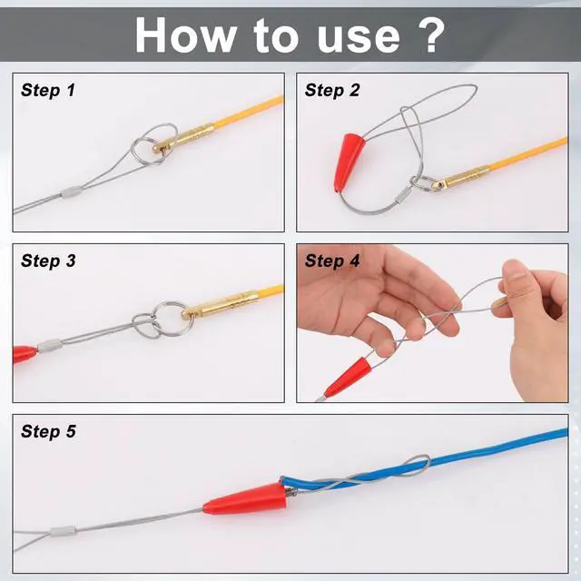 Alt view image 6 of 6 - 22FT Fiberglass Wire Running Kit, Cable Running Rods with 4 Attachments | Fiberglass Electrical Wire Running Rods, 22FT Non-Conductive Pulling Kit with 4 Interchangeable Heads, Carrying Case