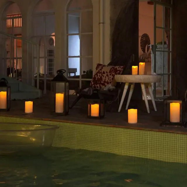 Alt view image 3 of 7 - 10" x 4" Large Waterproof Outdoor Flameless Candles with Remote Control and Timer, Battery Operated Flickering LED Pillar Candles for Outdoor Larterns, Porch, Long Lasting, Set of 2