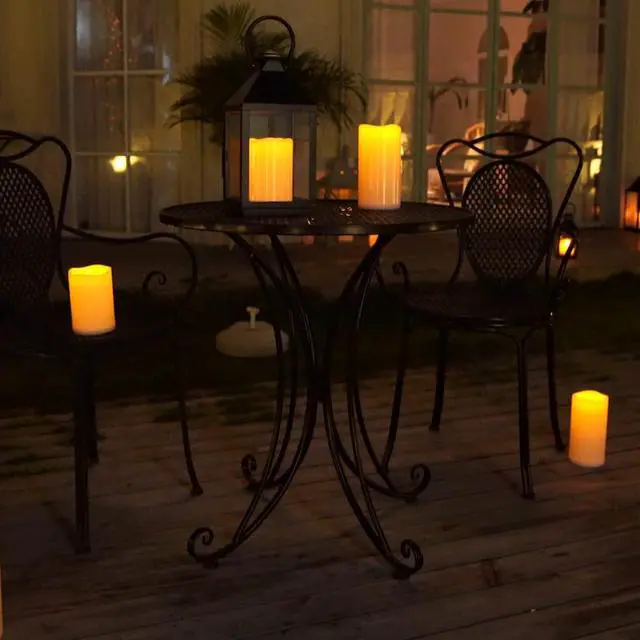 Alt view image 4 of 7 - 10" x 4" Large Waterproof Outdoor Flameless Candles with Remote Control and Timer, Battery Operated Flickering LED Pillar Candles for Outdoor Larterns, Porch, Long Lasting, Set of 2