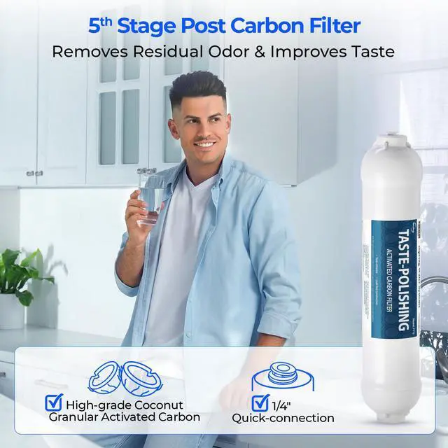 Alt view image 5 of 7 - F7-GAC NSF Certified 1-Year Replacement Filter Cartridge Pack, 7-Count for Standard 5-Stage Reverse Osmosis (RO) Systems