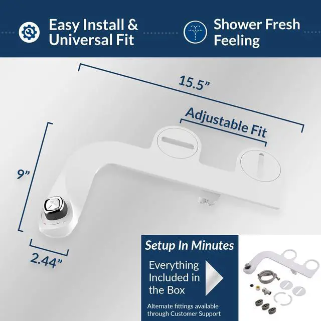 Alt view image 3 of 7 - SlimEdge Bidet Attachment for Toilet, Non Electric, Dual Nozzles for Front and Rear Cold Water Wash, Adjustable Water Pressure, White