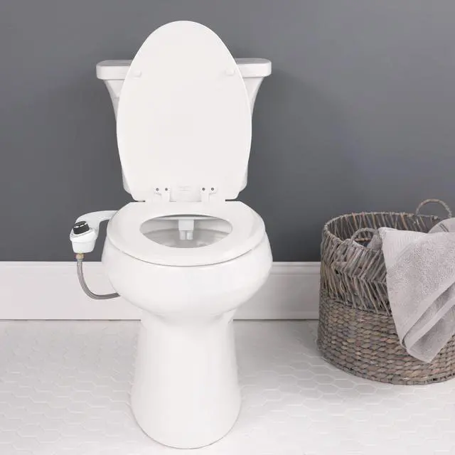 Alt view image 2 of 7 - SlimEdge Bidet Attachment for Toilet, Non Electric, Dual Nozzles for Front and Rear Cold Water Wash, Adjustable Water Pressure, White