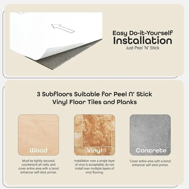 Alt view image 4 of 7 - Nexus Self Adhesive 12-Inch Vinyl Floor Tiles, 20 Tiles, 12 x 12 in | Decorative Tile Format: Dimensional Tile Texture Adds Coordinated Finish Detail