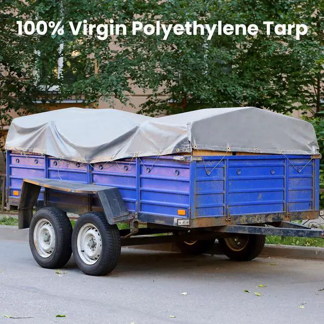 Alt view image 7 of 7 - Tarp Waterproof 10x20Ft, Heavy Duty Tarp Cover Extra Thick 14 Mil Tear and UV Resistant, Outdoor Tarps with Grommets and Reinforced Edges for Roof, Camping, Patio, Pool, Boat (Silver/Brown)