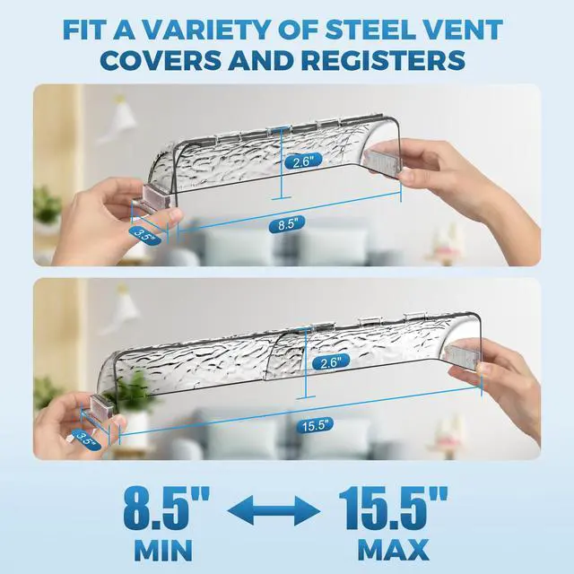 Alt view image 2 of 7 - Magnetic Air & Heat Deflectors, 9-15.5 Adjustable Vent Deflector | Vent Redirector, for Sidewall, Ceiling Registers and Floor Vents (2 Pack)
