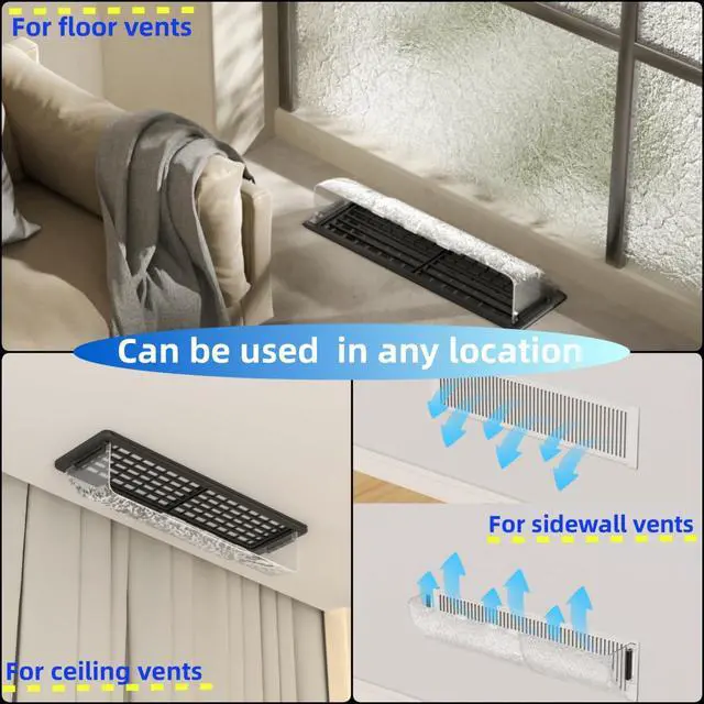 Alt view image 6 of 7 - Magnetic Air & Heat Deflectors, 9-15.5 Adjustable Vent Deflector | Vent Redirector, for Sidewall, Ceiling Registers and Floor Vents (2 Pack)