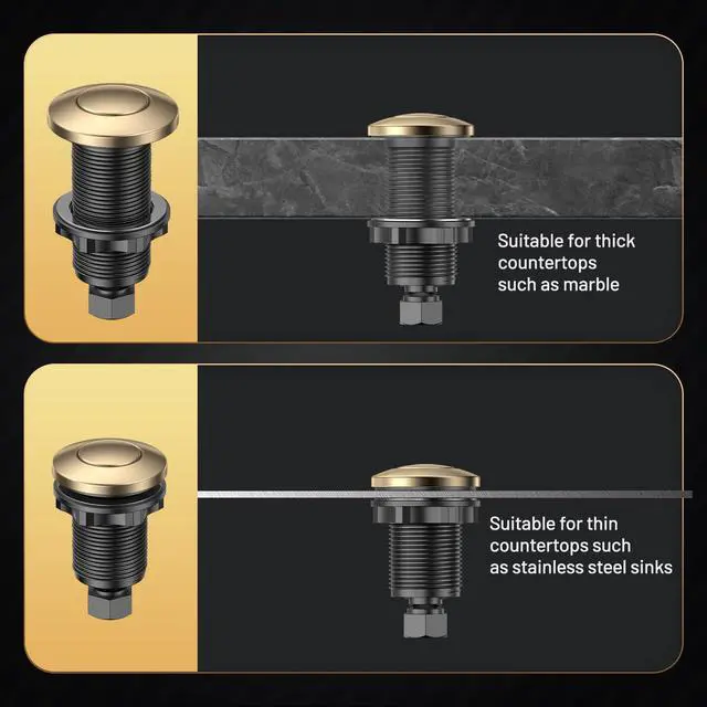 Alt view image 6 of 7 - Garbage Disposal Air Switch Kit - UL Listed Wireless Sink Top Button, Champagne Bronze Finish, Compatible with Delta Faucet Champagne Bronze, Universal Design for All Garbage Disposals