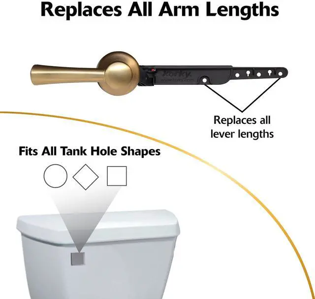 Alt view image 4 of 5 - Strongarm Universal Metal Toilet Handle & Lever in Brushed Gold
