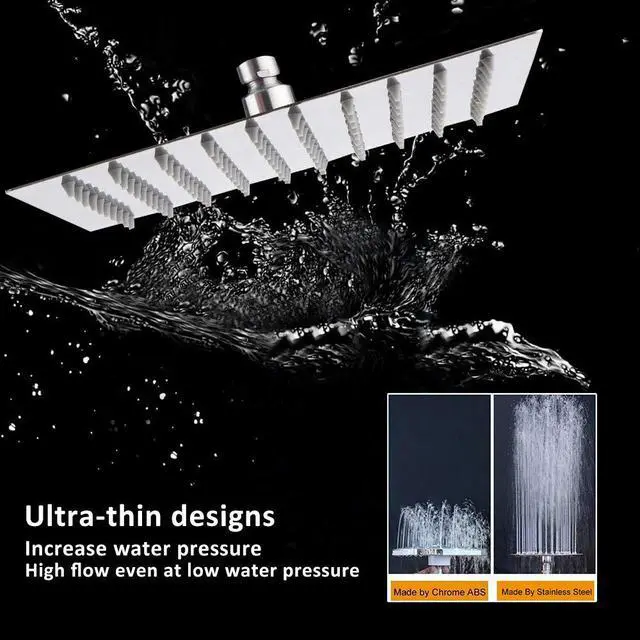 Alt view image 5 of 7 - Rain Shower Head, High Flow Stainless Steel Square Rainfall Shower, High Pressure Design, Awesome Shower Experience Even At Low Water Flow (8 Inch, Chrome Finish)