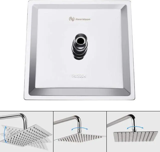 Alt view image 4 of 7 - Rain Shower Head, High Flow Stainless Steel Square Rainfall Shower, High Pressure Design, Awesome Shower Experience Even At Low Water Flow (8 Inch, Chrome Finish)