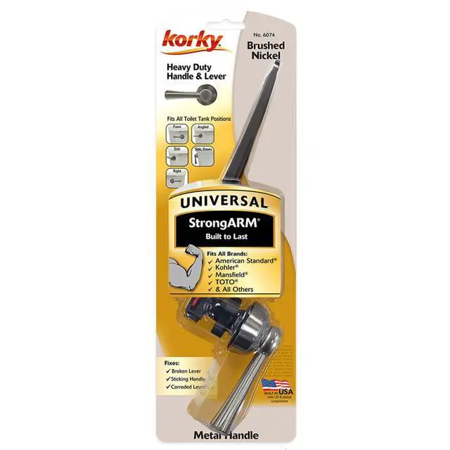 Alt view image 4 of 6 - Strong Arm Metal Toilet Handle and Lever - Universal to Fit Front, Angled, Side, Left, and Right Mount Toilets - Brushed Nickel, Simple Style, 6074BP