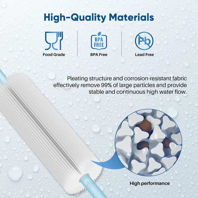 Alt view image 7 of 7 - 5 Micron 10" x 4.5" Whole House Pleated Sediment Filter,4 Pack PPL10BB Replacement Cartridge for GE FXHSC, Culligan R50-BBSA, Pentek R50-BB, DuPont WFHDC3001, W50PEHD, GXWH40L