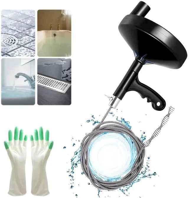 Main image of Drain Auger 25 Ft with Gloves, Heavy Duty Plumbing Snake Drain Clog Remover | Long Flexible Drain Snake for Deep Clog Removal, Reusable Drain Cleaner Tool for Bathroom, Shower, Bathtub & Kitchen Sink