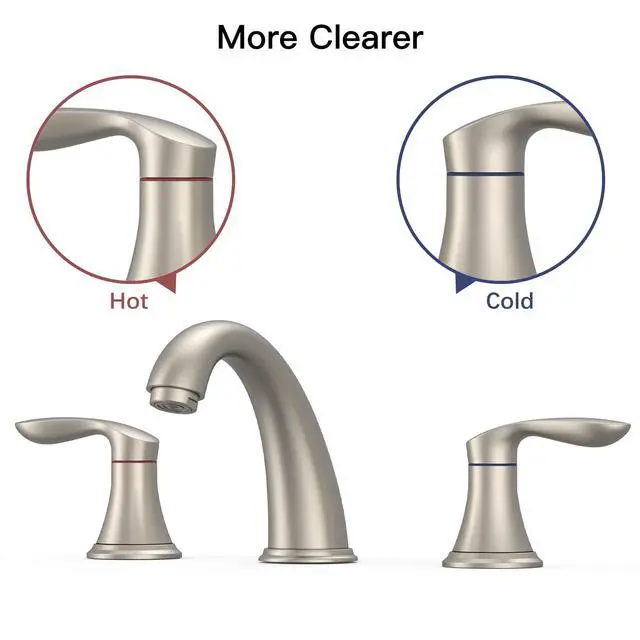 Alt view image 4 of 6 - Bathroom Sink Faucet, Faucet for Bathroom Sink, Widespread Brushed Nickel Bathroom Faucet 3 Hole with Stainless Steel Pop Up Drain and cUPC Lead-Free Hose - (Brushed Nickel)