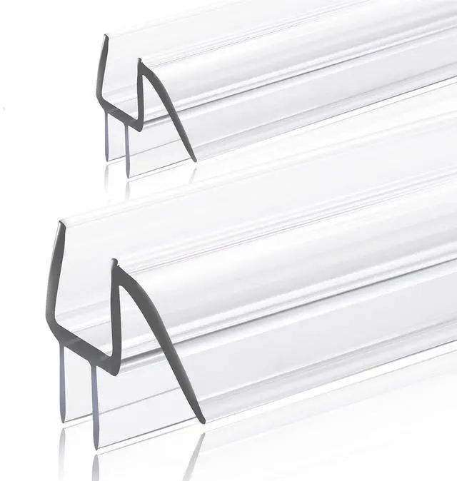 Main image of 2-Pack Ultra Clear Shower Door Bottom Seal (3/8'' X 39'', Polycarbonate) Frameless Glass Shower Door Seal Strip Shower Door Sweep - Stop Shower Leaks and Create a Water Barrier