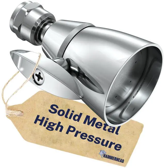 Main image of ® Solid Metal 2 Inch High Pressure Shower Heads - CHROME 2.5 GPM Shower Heads High Pressure - High Flow Shower Head with ADJUSTABLE SPRAY PATTERN - Fixed Shower Head