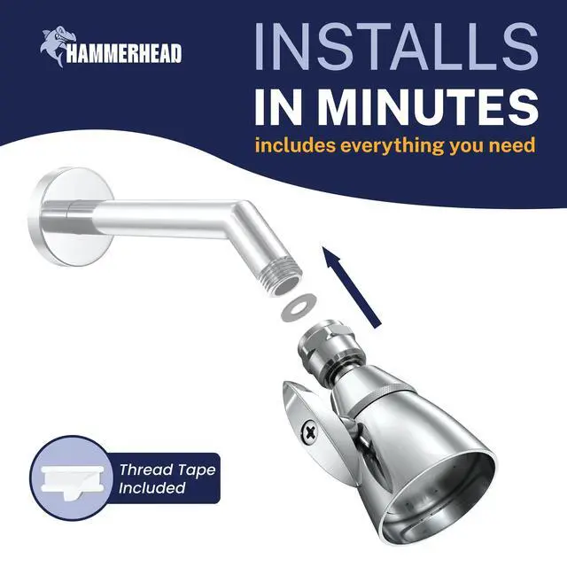 Alt view image 7 of 7 - ® Solid Metal 2 Inch High Pressure Shower Heads - CHROME 2.5 GPM Shower Heads High Pressure - High Flow Shower Head with ADJUSTABLE SPRAY PATTERN - Fixed Shower Head