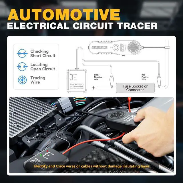 Alt view image 4 of 7 - V210 Wire Tracer Circuit Breaker Finder, Automotive Circuit Tester Open & Short Circuit Finder, Broken Wire Detector Tool Cable Tracker Break Locator Electrical DC 6-42V