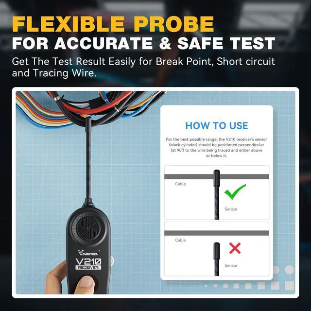 Alt view image 6 of 7 - V210 Wire Tracer Circuit Breaker Finder, Automotive Circuit Tester Open & Short Circuit Finder, Broken Wire Detector Tool Cable Tracker Break Locator Electrical DC 6-42V