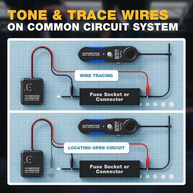 Alt view image 5 of 7 - V210 Wire Tracer Circuit Breaker Finder, Automotive Circuit Tester Open & Short Circuit Finder, Broken Wire Detector Tool Cable Tracker Break Locator Electrical DC 6-42V