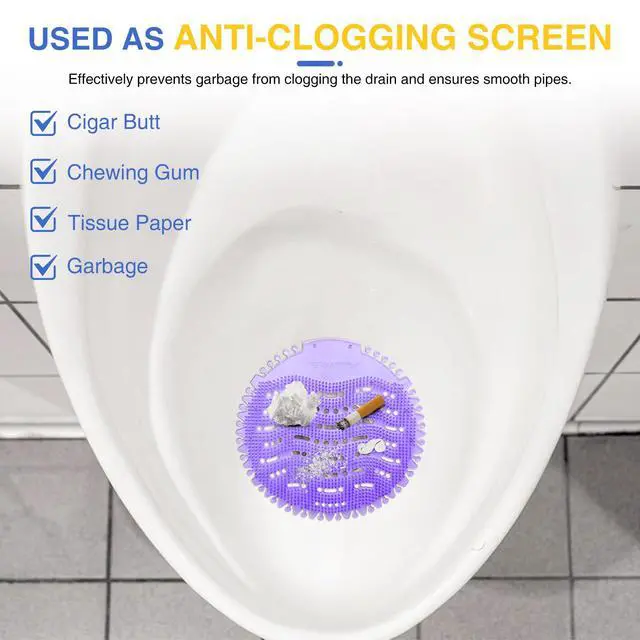 Alt view image 5 of 7 - 48 PACK Urinal Deodorizer Screen with 100 Gloves-3D Wave Anti-Splash Odor Protection Urinal Cakes for Men Toilets, Four Scents Urinal Mats