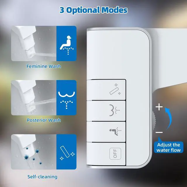 Alt view image 2 of 7 - Bidet Attachment for Toilet, Non-Electric Dual Nozzle for Frontal & Rear Wash, Adjustable Water Pressure Control, Fresh Water Bidet Toilet Seat, Self Cleaning Water Sprayer, White