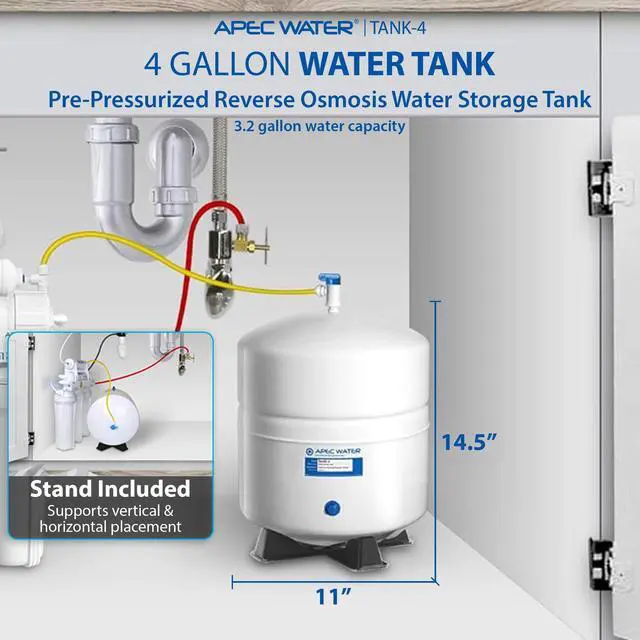 Alt view image 2 of 5 - Tank-4, 4 Gallon Pre-Pressurized Water Storage Tank | Holds Up to 3.2 Gallons, Food Grade Bladder, Efficient Discharge Options, 1/4 Inch Male Pipe Thread
