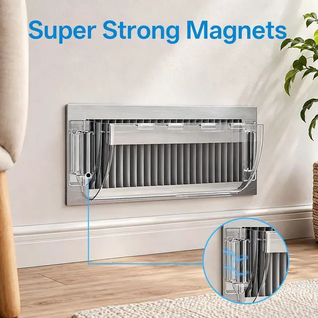 Alt view image 4 of 7 - Magnetic Air Vent Deflector 9"-15.5" for Metal Registers 2 Pack | Adjustable clear design for floor, wall and ceiling placement, heat and AC airflow control under furniture