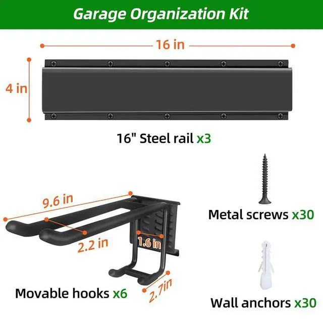Alt view image 6 of 7 - 48 in Garage Tool Organizer Wall Mount, Adjustable Tool Storage Rack | Heavy-duty 360 LBS, Double-Layer Hooks, Wear & Tear Resistant, Soft Anti-Scratch Hook Sleeves, For Yard Tools, Shovels, Shed