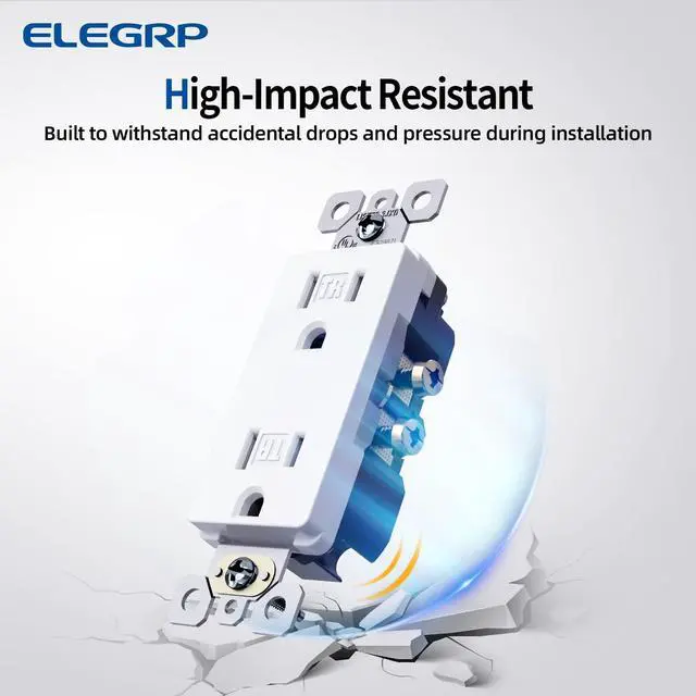 Alt view image 4 of 7 - 15 Amp Tamper Resistant White Electrical Wall Outlet, 125V, UL Listed, 20 Pack