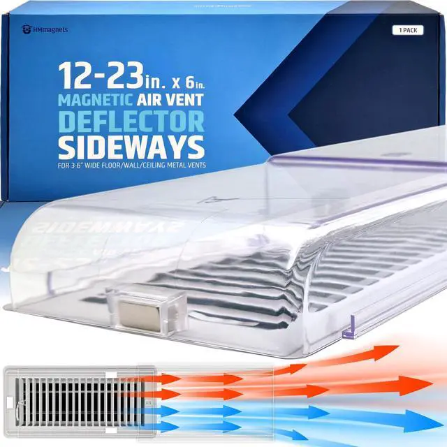 Main image of Powerful Magnetic Air Vent Deflector Sideways (Side Extender) - 3 Strong Neodymium Magnets (Upgraded Patented Design) - Fits 3"-6" Wide Floor/Wall/Ceiling Vents - 1.6"(H) - Adjustable from 12 to 23