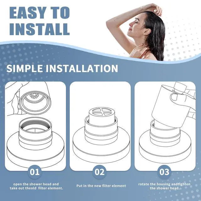 Alt view image 4 of 6 - Shower Head Filter Replacement Compatible with Jolie, 3-Pack | Compatible with Jolie showerheads. Features KDF with Vitamins C & E. Durable structure withstands 40°F-110°F water