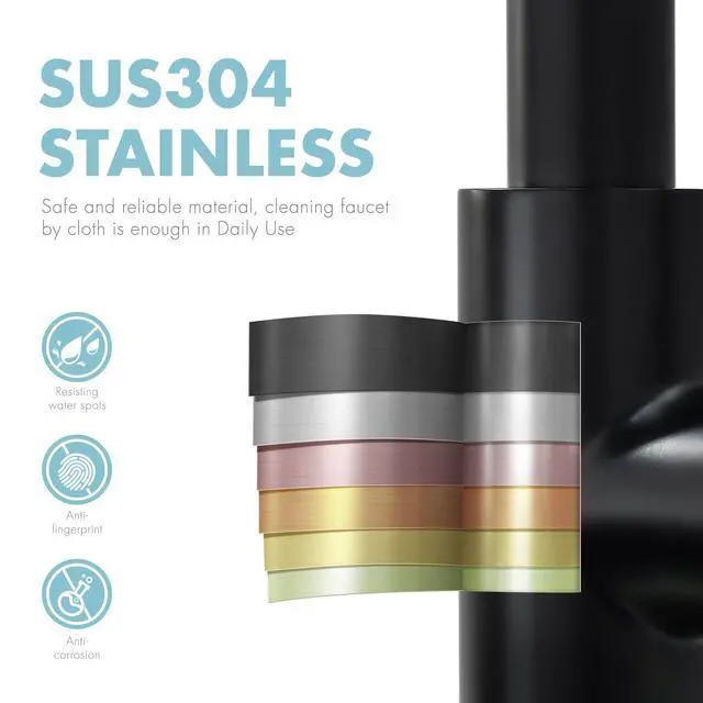 Alt view image 6 of 7 - Black Kitchen Faucet with Pull Down Sprayer | Single Hole Kitchen Sink Faucet Suitable for Farmhouses RV Laundry Room Outdoor and Campers
