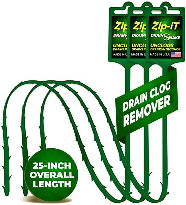 Main image of The original Hair Clog Remover 25-inch Overall Length Drain Snake Cleaner (3-Pack), Unclog Your Sink, Shower, & Tub Drain In Seconds Non-toxic, Made in the USA
