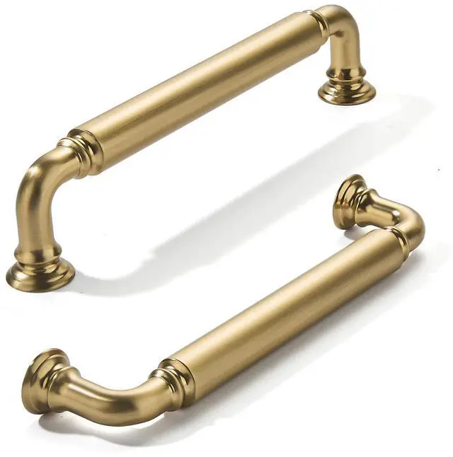 Main image of 10-Pack Brushed Brass Heavy-Duty Solid Cabinet Pulls, 5 Inch (128mm) Hole Center, Satin Gold Drawer Pulls, Cabinet Hardware, Suitable for Kitchen Cabinets, Bathrooms and Dressers