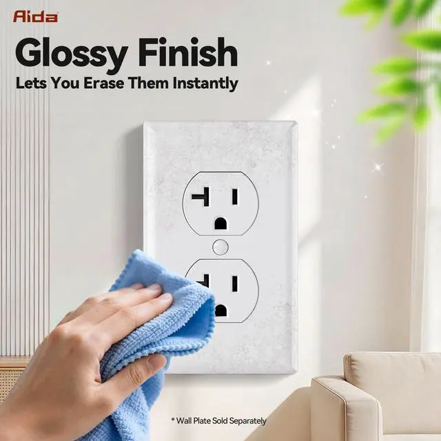 Alt view image 4 of 7 - 20 Amps Outlets Duplex Electrical Receptacle Outlets, Electrical Outlet, 20Amp 125V Heavy-Duty Wall Outlet, Residential, 3-Wire, Self-Grounding, UL Listed, Side Wire (10 Pack, White)