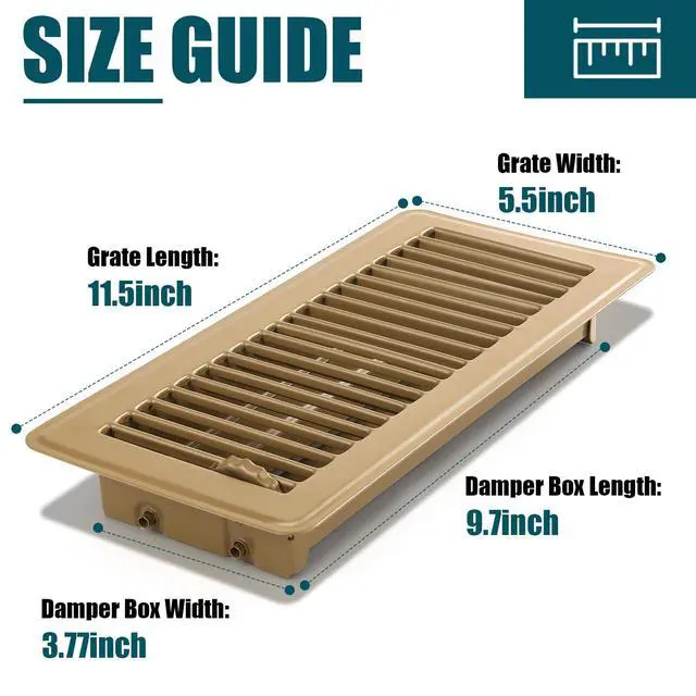 Alt view image 3 of 7 - Floor Register 4x10, 6 Pack Brown Floor Vent Covers | Heavy Duty Steel Walkable Floor Vents,Vent Covers for Home Floor