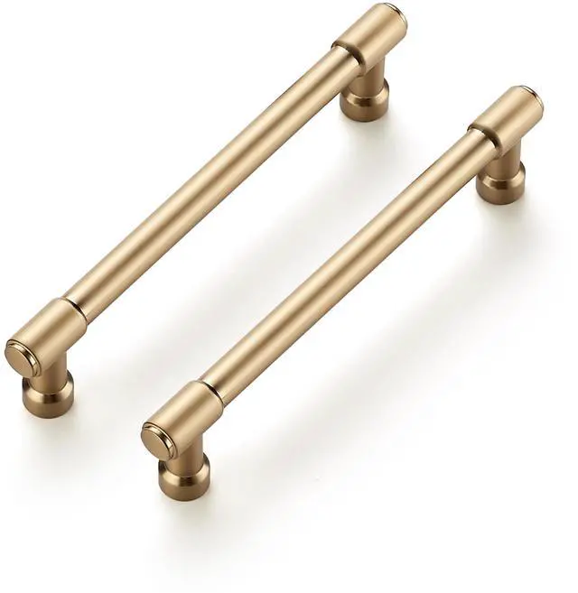 Main image of Champagne Bronze Kitchen Pulls Cabinet Handles 5 Inch 10 Pack | Solid Zinc Alloy, Round T-Bar Shape, Screws Included, Dresser Handles, Cabinet Drawer Pulls, for Kitchen Cupboard Hardware