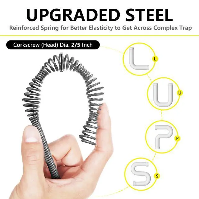 Alt view image 4 of 7 - Drain Auger 25 Ft with Gloves, Heavy Duty Plumbing Snake Drain Clog Remover | Long Flexible Drain Snake for Deep Clog Removal, Reusable Drain Cleaner Tool for Bathroom, Shower, Bathtub & Kitchen Sink
