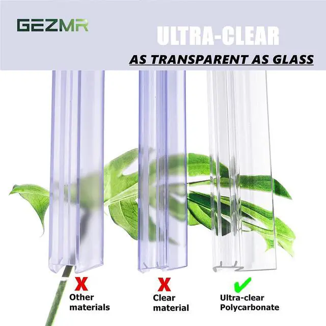 Alt view image 5 of 7 - 2-Pack Ultra Clear Shower Door Bottom Seal (3/8'' X 39'', Polycarbonate) Frameless Glass Shower Door Seal Strip Shower Door Sweep - Stop Shower Leaks and Create a Water Barrier