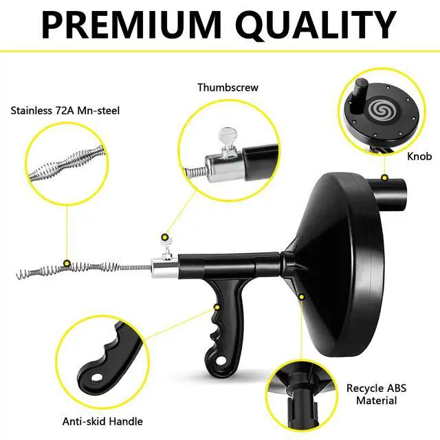 Alt view image 3 of 7 - Drain Auger 25 Ft with Gloves, Heavy Duty Plumbing Snake Drain Clog Remover | Long Flexible Drain Snake for Deep Clog Removal, Reusable Drain Cleaner Tool for Bathroom, Shower, Bathtub & Kitchen Sink